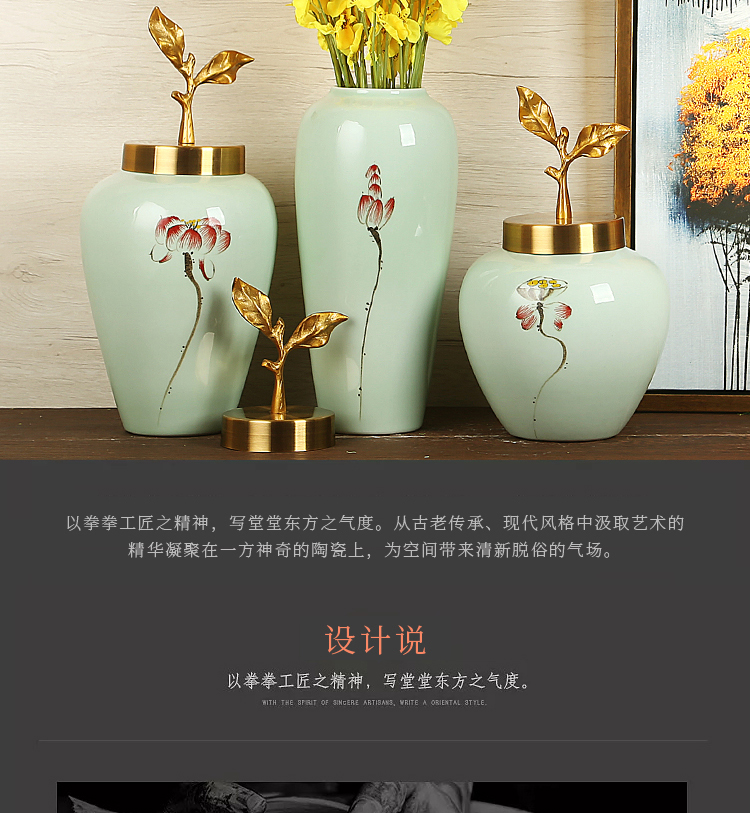 Jingdezhen ceramics craft vase, I and contracted the new Chinese style household dry flower arranging flowers sitting room adornment is placed