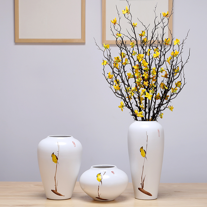 Jingdezhen ceramic vases, flower arranging dried flower simulation flowers sitting room place porch Europe type TV ark, simple decorations