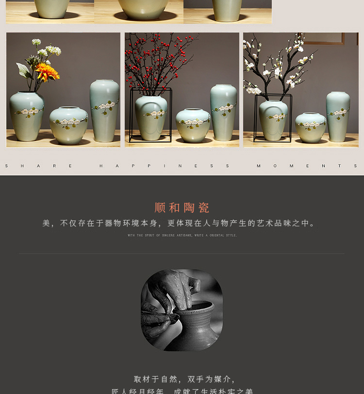 Jingdezhen ceramics vase modern furnishing articles suit sitting room porch dried flowers flower arrangement of Chinese style household decorations