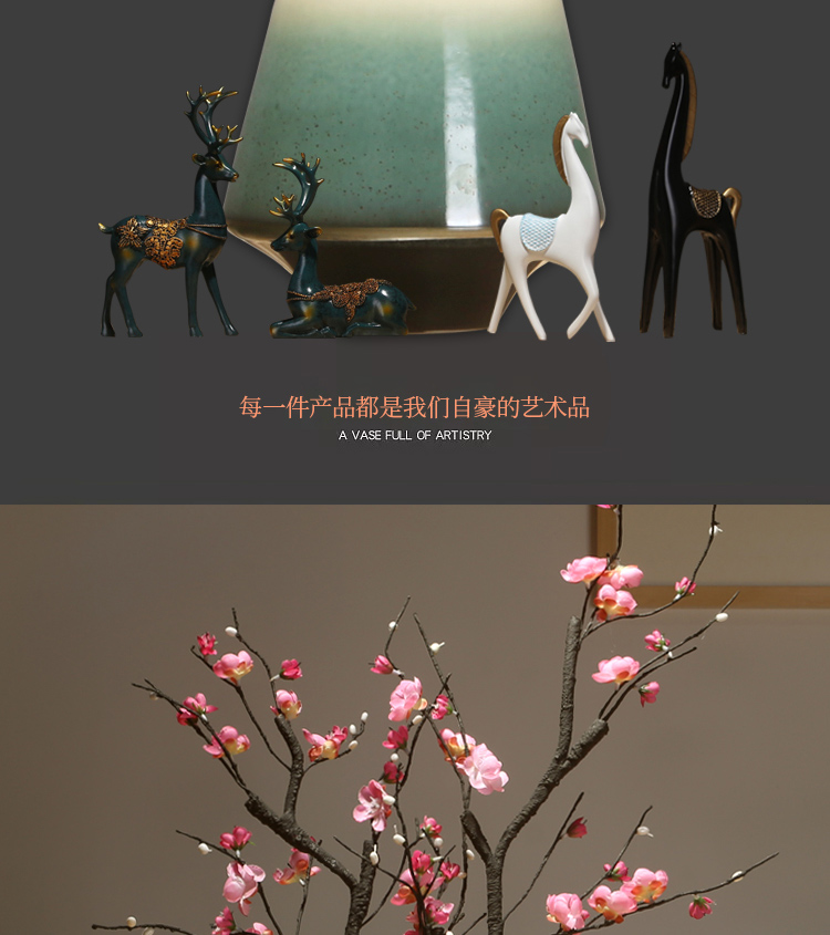 Jingdezhen ceramics by hand celadon vase modern new Chinese style living room porch household dry flower arranging flowers is placed