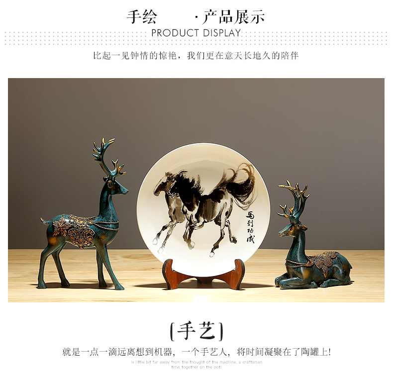 Jingdezhen hang dish sitting room of the new Chinese style household ceramics decoration plate of TV ark, wine I and contracted furnishing articles