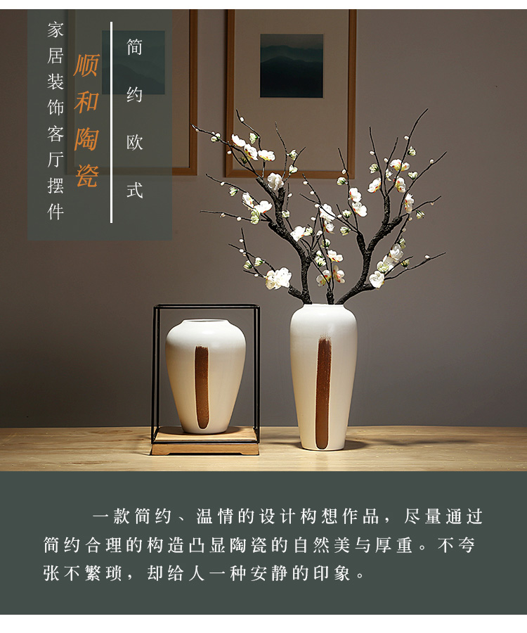 Jingdezhen ceramics vase manual creative new Chinese style porch sitting room adornment furnishing articles simulation flower flowers, dried flowers