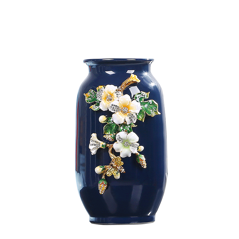 Jingdezhen peace fortune colored enamel vase European ikebana furnishing articles American home desktop rich ancient frame adornment