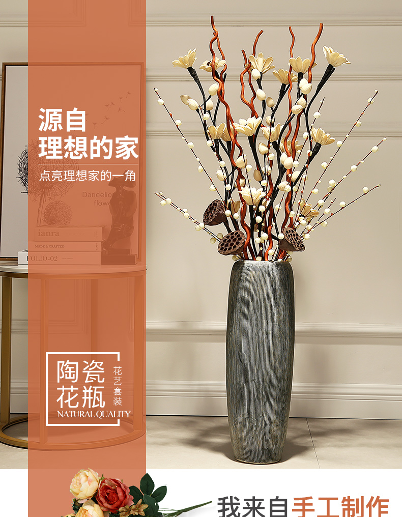 I and contracted TV wall in the living room floor vase flower arranging decorative dried flowers place jingdezhen European ceramic decoration