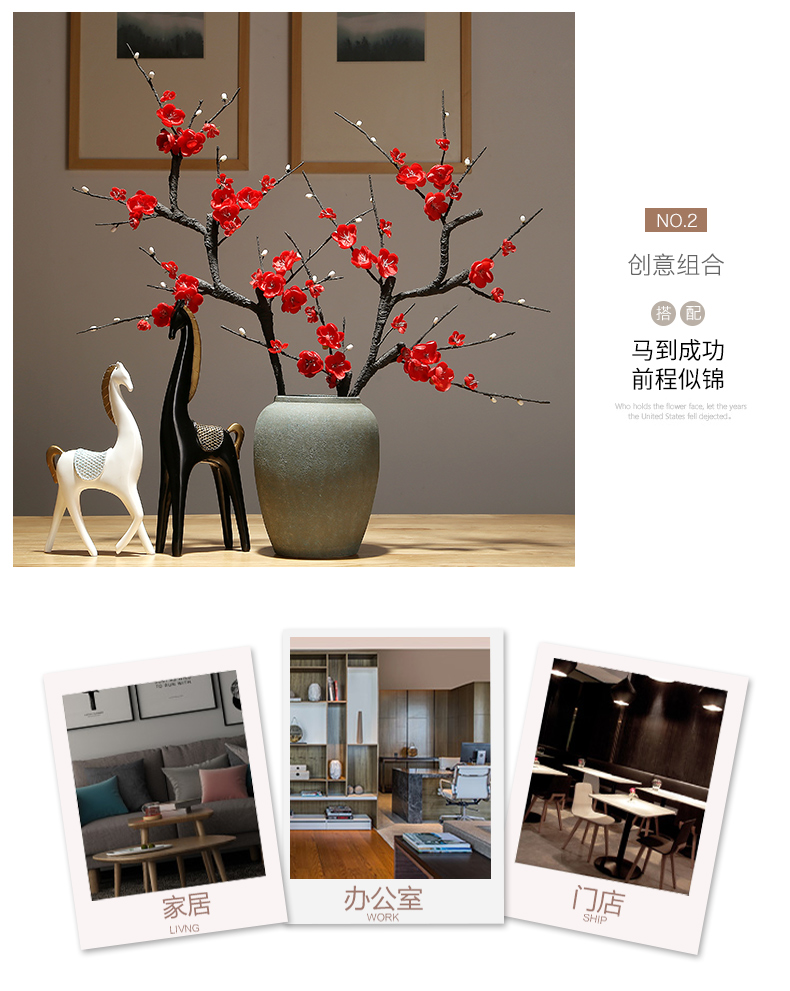 Jingdezhen ceramic vases, new Chinese style household living room desktop rich ancient frame decoration dry flower flower, adornment is placed