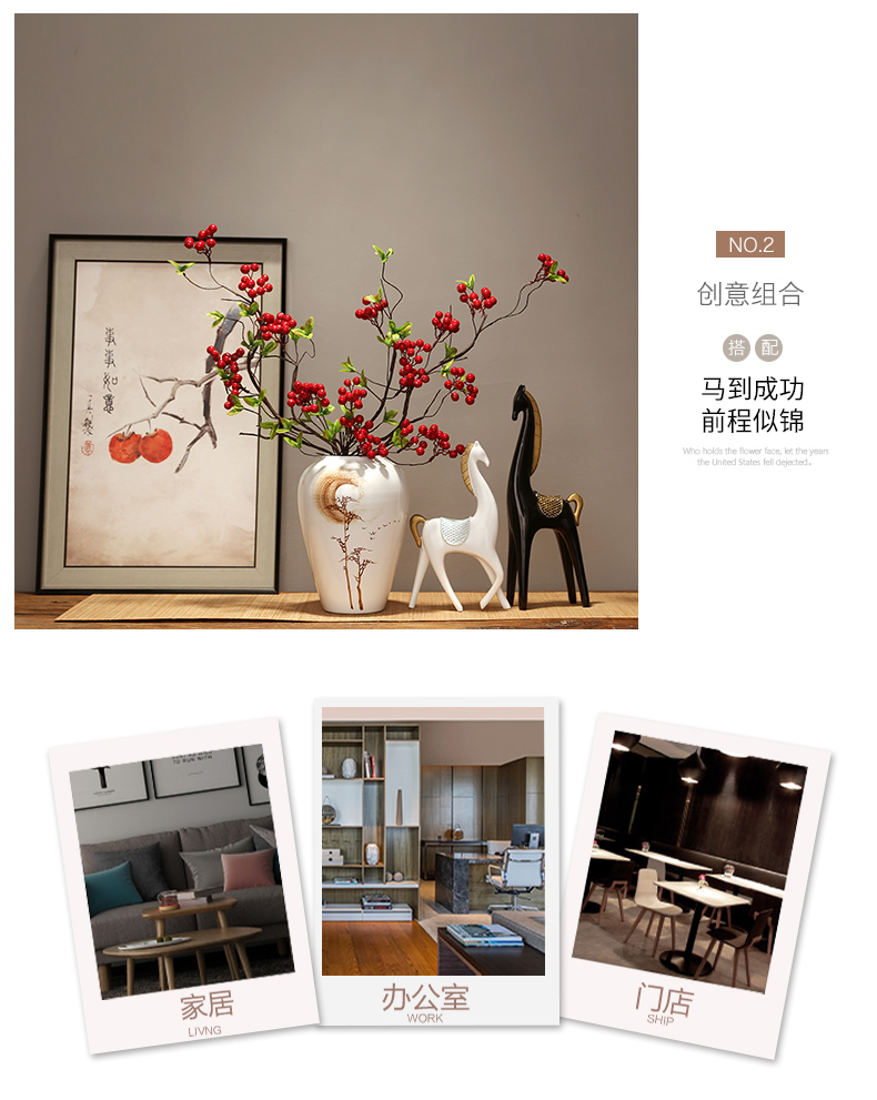Jingdezhen modern creative home sitting room porch dried flower vase furnishing articles Chinese zen ceramics vase decoration