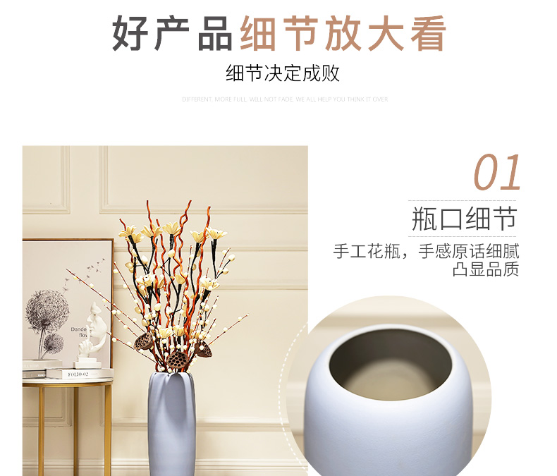 The New Chinese zen large ground vase household study simulation ceramics from dried flowers flower arrangement sitting room porch place