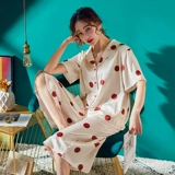 Летняя шелковая пижама, сексуальный тонкий летний комплект, штаны, короткий рукав, большой размер