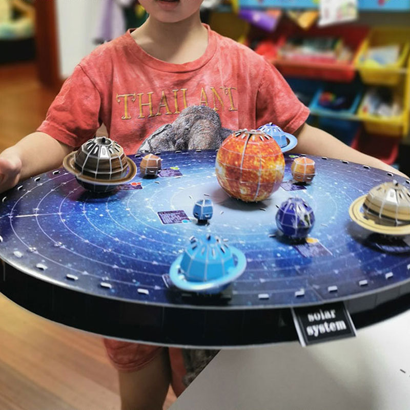 Eight planetary puzzle models three-dimensional assembly space solar system globe children handmade diy Planet Toys