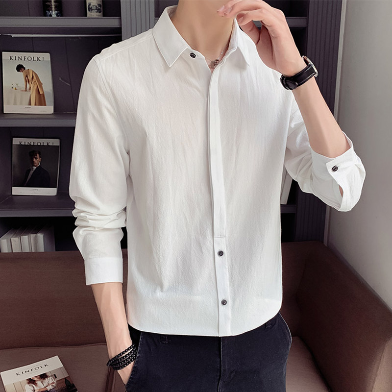 Autumn shirt male long sleeve 2022 new spring and autumn casual shirt Hui - Han Edition trendy handsome men's coat