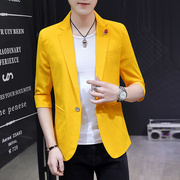 2019 mùa hè mới Men Bảy-Sleeve Suit 100-Fit Suit thời trang Hàn Quốc phiên bản tinh khiết Suit Màu Sleeve nhỏ