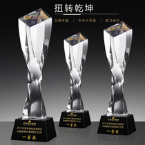 Crystal trophy creative authorization honor customization Twist transparent trophy custom company awards competition commemorative medal