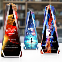 Crystal trophy custom glass cup medal custom authorization card Creative excellent staff competition commemorative colorful trophy
