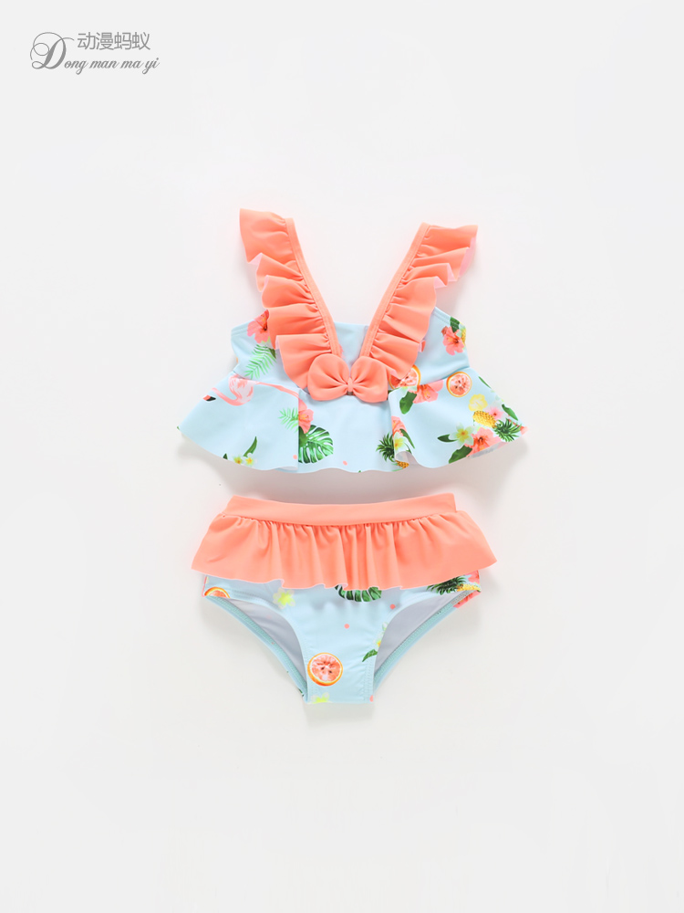 Children's swimsuit Female 2-year-old girl bikini cute girl spa swimsuit Two-piece 3-female baby quick-drying swimsuit