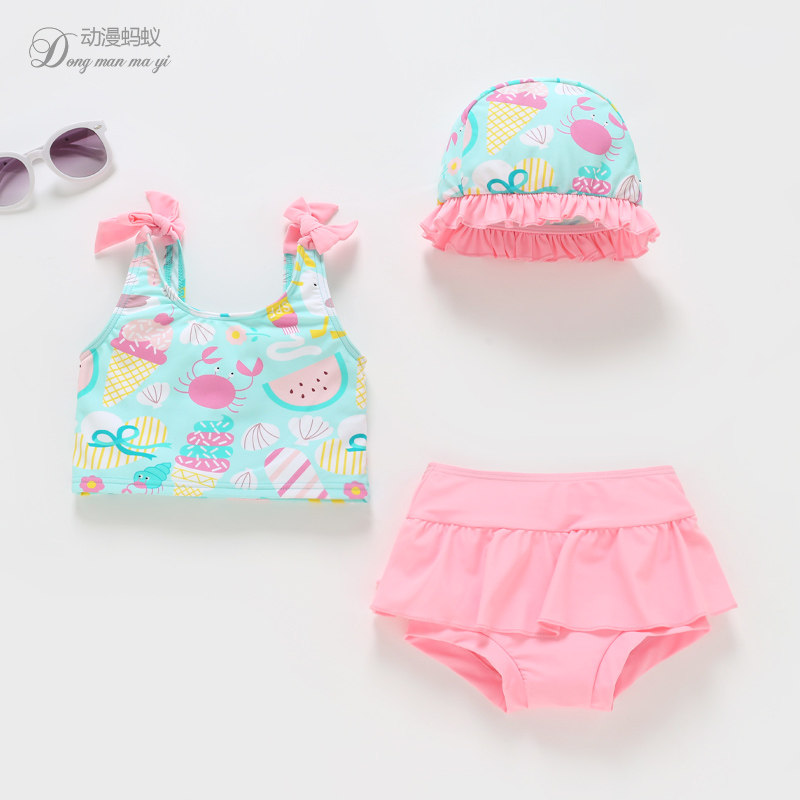 Child swimsuit girl Two-style skirt-style little girl harness cute princess beach swimsuit baby swimsuit suit