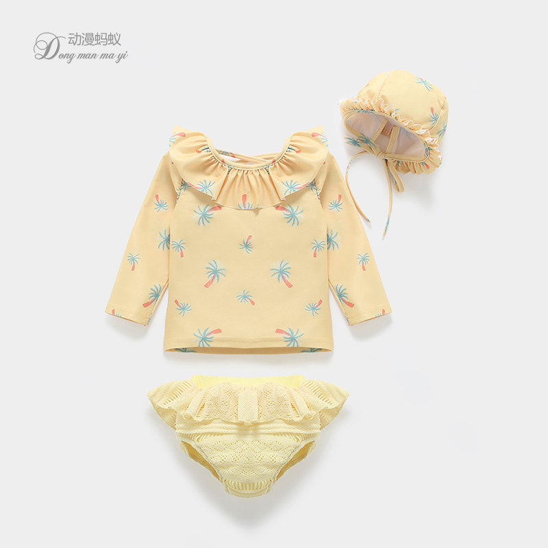 Child swimsuit girl summer two-year-old two-year-old 3 female baby swimsuit Ins beach long sleeve sunscreen girl swimsuit suit