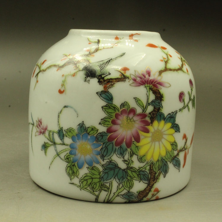 Residence Hall Style pink flower bird storage tank washed ancient play porcelain antique antique pendulum manufacturer to make old collection-Taobao