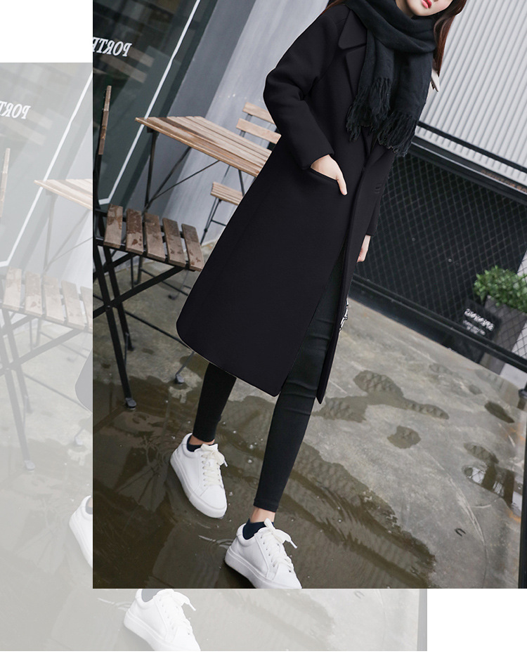 Áo khoác len nữ Hepburn gió dài phần dày 2018 phổ biến áo khoác len nữ dài trên đầu gối len áo khoác cardigan nữ