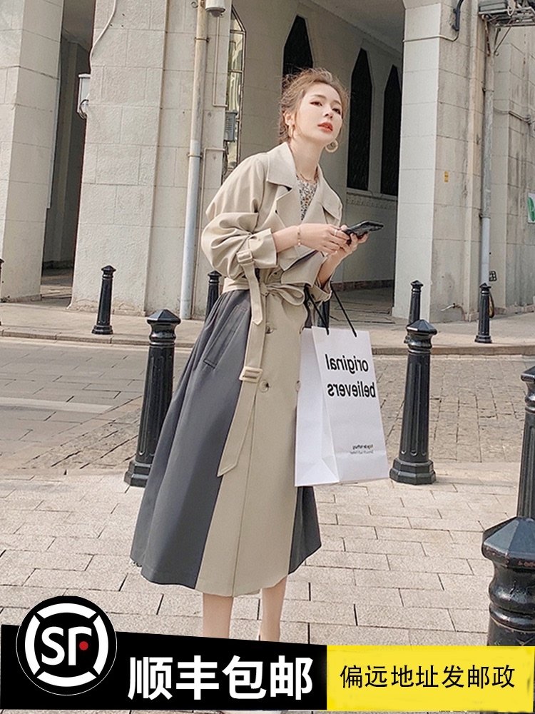 Windbreaker women's long version of 2021 spring this year's popular new temperament goddess fan over-the-knee spring and autumn coat jacket