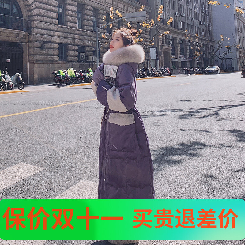 Down padded jacket women's long version winter 2022 new Korean version over the knee ins trendy corduroy thickened padded jacket