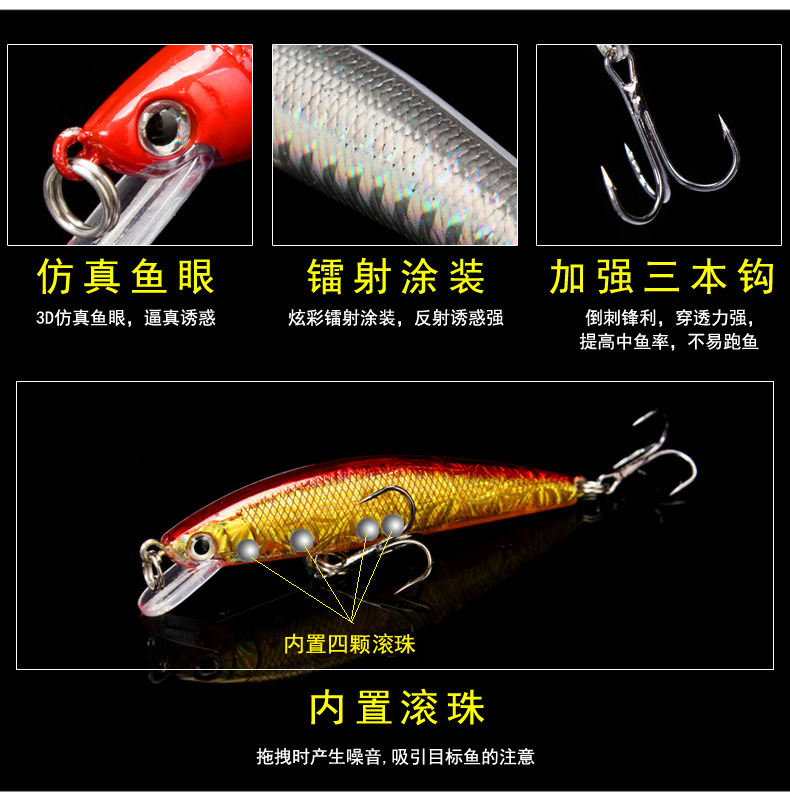 Sinking Minnow Lures Shallow Diving Minnow Baits Fresh Water Bass Swimbait Tackle Gear