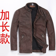 Mùa thu và mùa đông retro lớp da đầu máy da áo khoác da da nam cổ đứng cổ dài áo khoác giản dị châu Âu và Mỹ