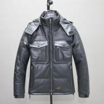 Men and women genuine leather down clothes head layer soft cow leather Youth casual detachable hat winter thickened leather jacket jacket jacket
