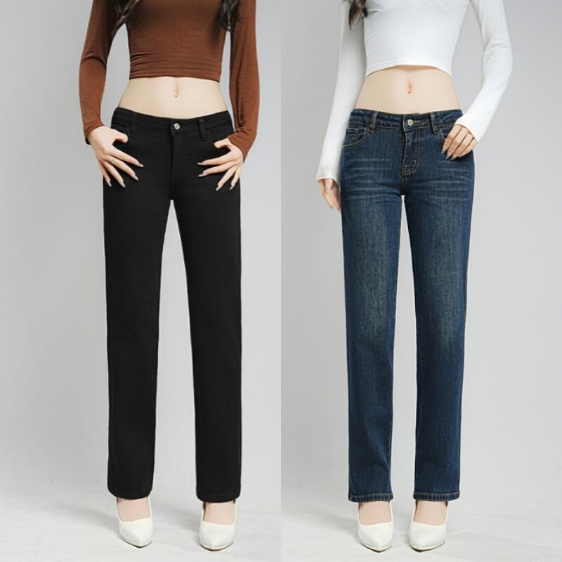 Low-Waisted Straight-Leg Jeans for Women, New Spring and Autumn Style, Petite, Stretchy, Slim-Fit, Cigarette Straight-Leg Pants, Sexy
