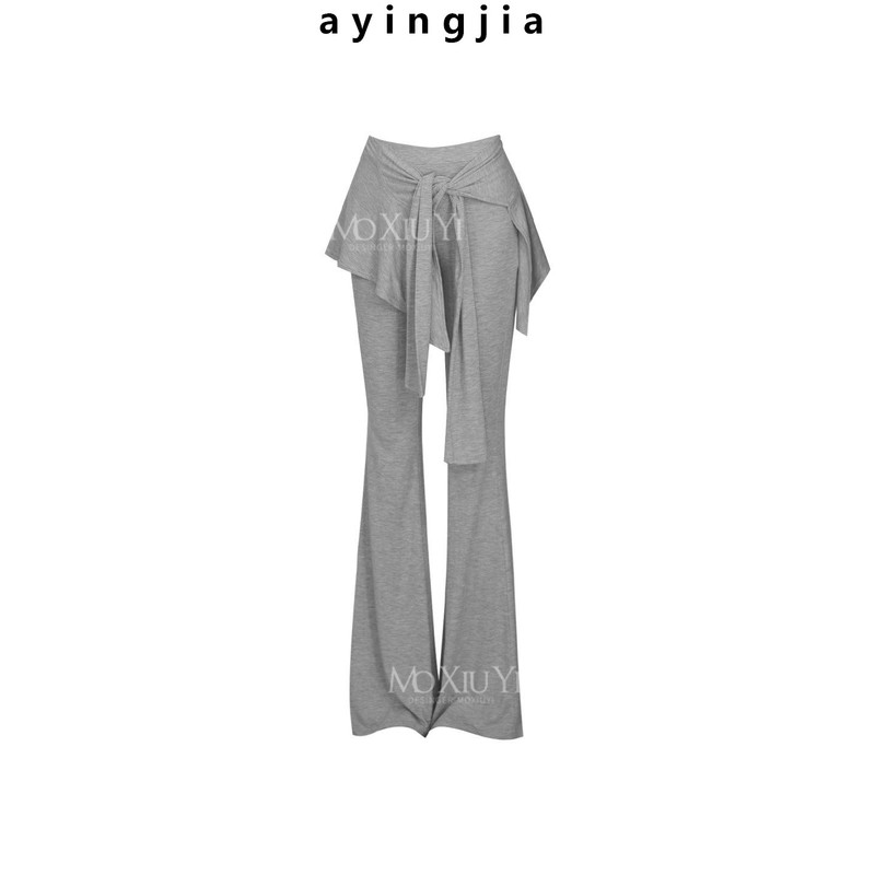 In Stock! Sand-Washed Mask Pants with Detachable Skirt, Flared Pants for Women, Early Spring, Drapey, Lazy Style, Casual Pants In Stock! Sand-Washed Mask Pants with Detachable Skirt, Flared Pants for Women, Early Spring, Drapey, Lazy Style, Casual Pants