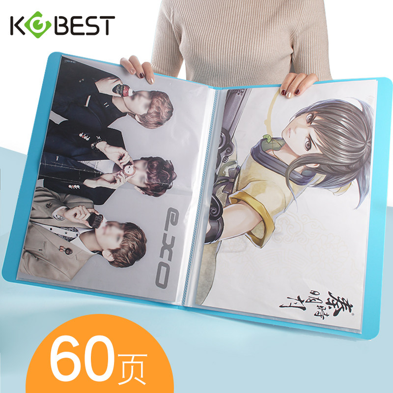 A3 Folder Picture Book Kindergarten Certificate Collection Book 8K Information Book Painting Works Collection Book 60 Page Spectrum Clip Children's Picture Clip Multi-layer Music Clip 8 Open Poster Collection Bag for Painting