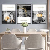 Ресторан Фон Стена Декоративная живопись современная минималистская высокая мода с творческой модной единственной черно -белой индустриальным стилем столовая ужин висящие картины