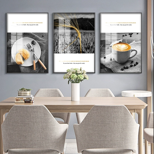 Ресторан Фон Стена Декоративная живопись современная минималистская высокая мода с творческой модной единственной черно -белой индустриальным стилем столовая ужин висящие картины