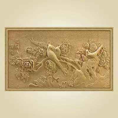 Artificial sandstone background wall decoration cultural stone wall hanging relief three-dimensional custom glass fiber imitation copper flower blooming wealth