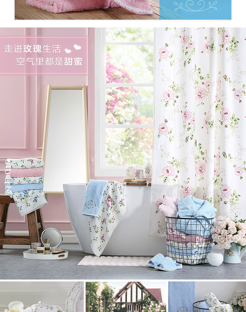 TAYOHYA nhà ở đa dạng hoa hồng vườn hoa in khăn tắm những người yêu thích khăn vuông khăn bông ren phù hợp với - Khăn tắm / áo choàng tắm khăn tắm hàn quốc giá rẻ