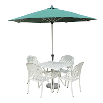Outdoor Leisure Patio Cast Aluminum Table And Chairs Garden Terrace Round Table And Chairs Five Pieces White Iron Art Casual Eurostyle Furniture