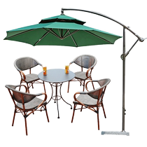 Outdoor Open-air Iron Art Table And Chairs With Umbrella Shop Balcony Outside Swing Small Table And Chairs 60 Outdoor Waterproof Glass Tea Vines Chair