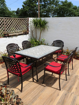 Macko Outdoor Table And Chairs Barbecue special outdoor cast aluminium 1 m 5 rectangular table Courtyard Seat Furniture Barbecue Grill