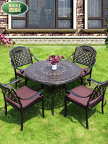 Outdoor garden garden furniture Outdoor table and chair umbrella Balcony Leisure terrace Waterproof Wrought iron cast aluminum table and chair Aluminum alloy