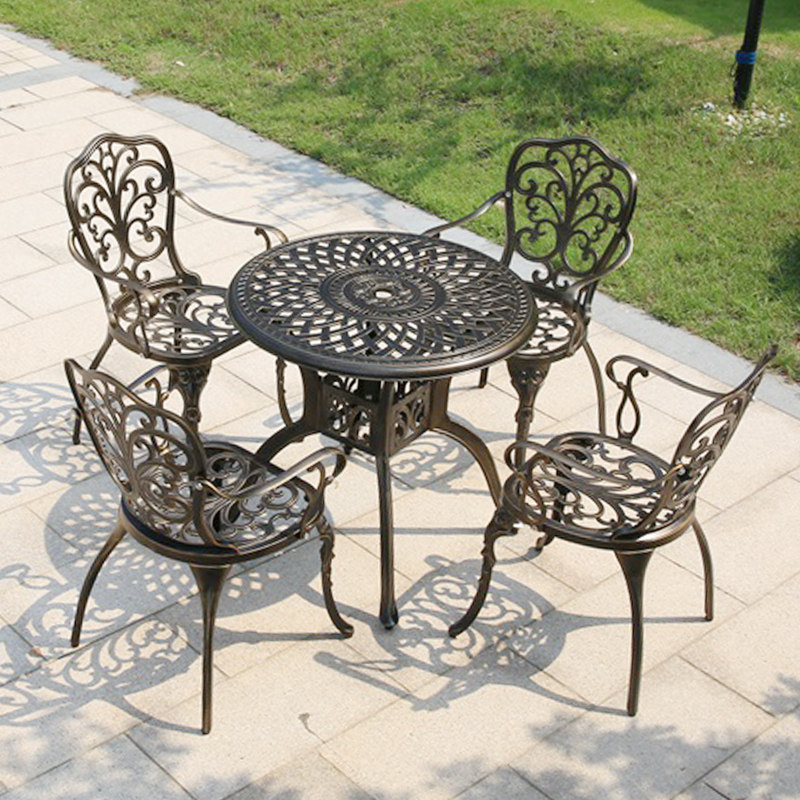 Outdoor Leisure Table And Chairs Patio Balcony Cast Aluminum Small Tea Table Combined Outdoor Table And Chairs Five Pieces Waterproof Sunscreen Tea Table