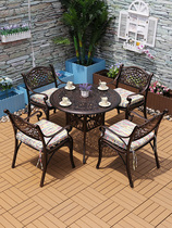 Macko Outdoor Building Top Balcony Patio Table And Chairs Terrace Garden Iron Art Casual Tea Furniture Yard Sunscreen Tea Table