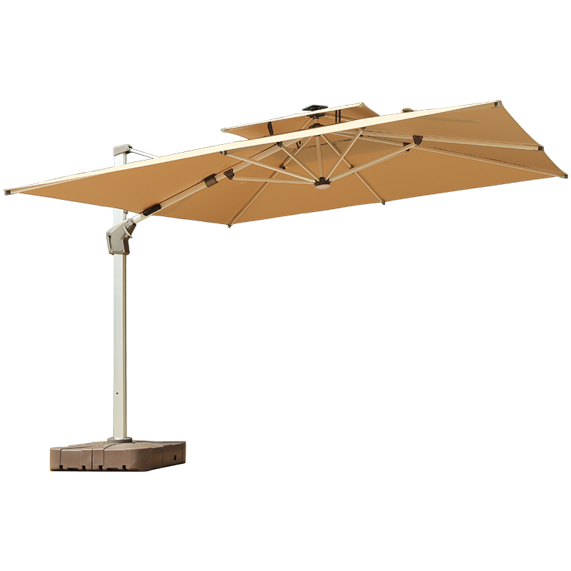 Commercial Store Sunshade Roman Umbrella Yellow Blue Cafe Outdoor Villa Courtyard B&B High-End Mobile Umbrella with Light Commercial Store Sunshade Roman Umbrella Yellow Blue Cafe Outdoor Villa Courtyard B&B High-End Mobile Umbrella with Light