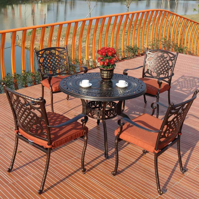 Outdoor table and chair five-piece set wrought iron cast aluminum table and chair leisure garden patio patio furniture aluminum table and chair balcony coffee table