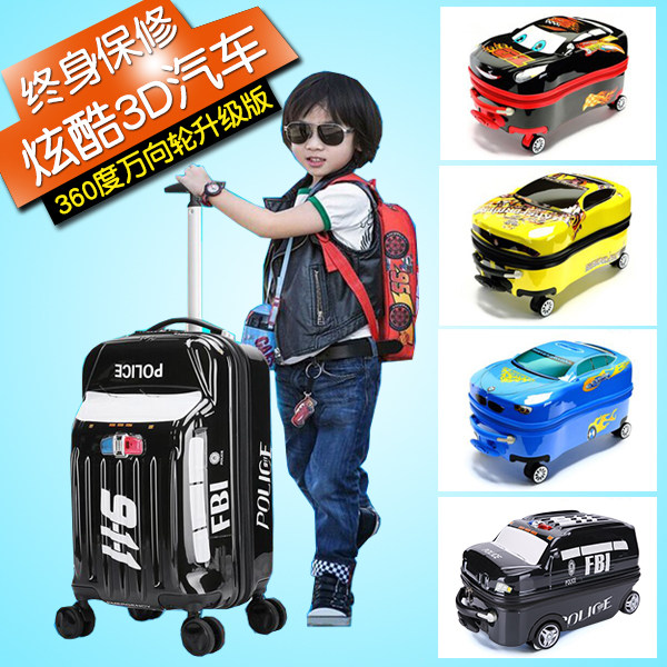 Car Child Pull-Box Boy Universal Wheels 20 Inch Cartoon Suitcase can sit on a child's boarding suitcase