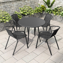 Balcony Small Table Chair Garden Home Milk Tea Shop Negotiation Round Table Outdoor Leisure Iron Art Table Imitation Vine Tea Table Chair