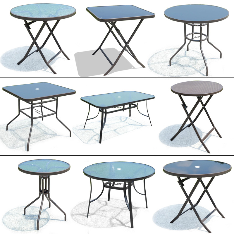 Balcony Small Table And Chairs Folding Table Milk Tea Shop Minima Rental Home Portable Outdoor Pendulum Tempered Glass Table