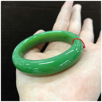 Yawa Jade Hetian jade bracelet Xinjiang fresh fruit green jasper bracelet 57 inner diameter old pit fine material