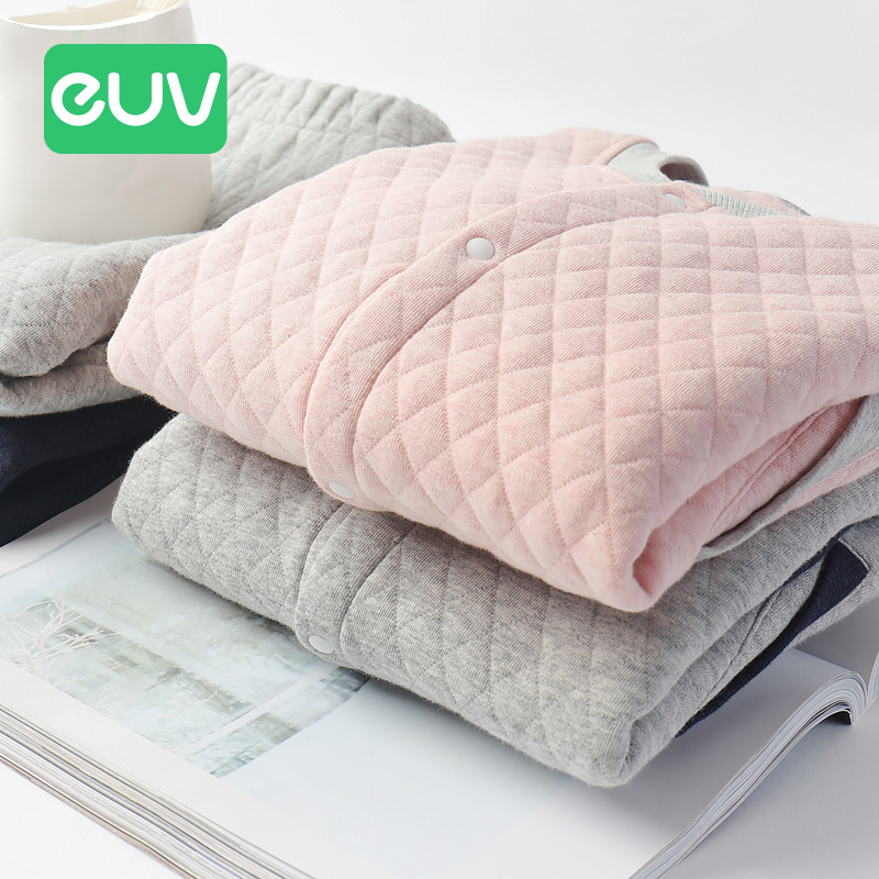 euv children's quilted pajamas for boys and girls spring and autumn thickened home clothes for middle-aged and older children three-layer autumn and winter suits