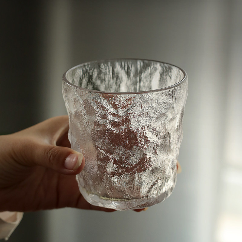 Glass cup Japanese household water cup simple ins wind juice cup thickened beer cup big mouth hammer pattern thickened cup