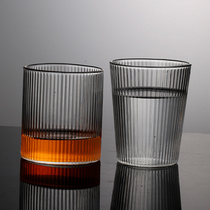 Vertical glass water cup simple fresh Mori ins Wind Nordic drinking glass 300ml transparent European Cup