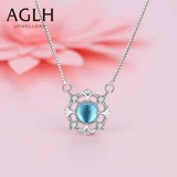 Синяя подвеска, брендовое ожерелье, цепочка до ключиц, подарок на день рождения, серебро 925 пробы, легкий роскошный стиль